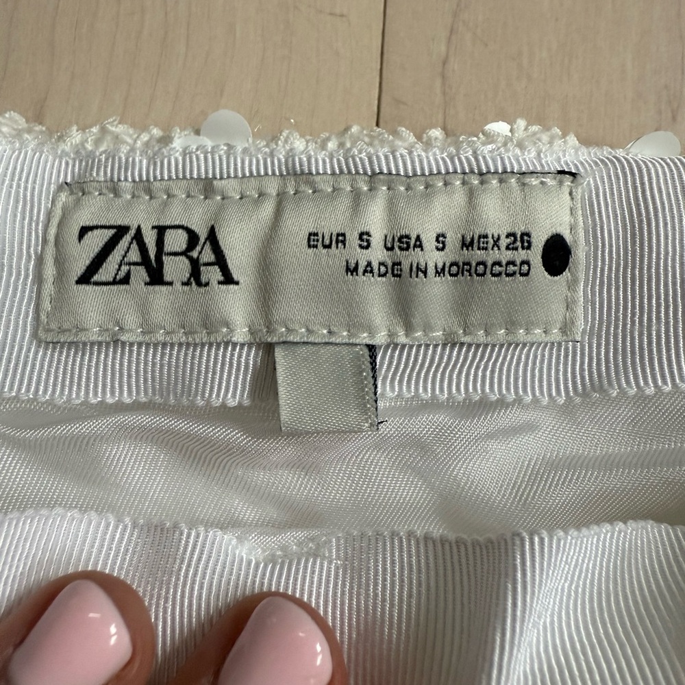 Zara White Sequin Mini Skirt - Picture 2 of 3